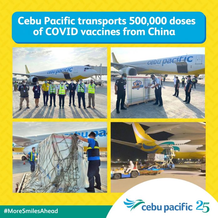 Cebu Pacific Transports 500,000 Doses of Sinovac Vaccines from China